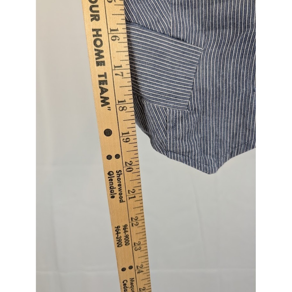 Maurices Blue Pinstripe Cropped Vest Small Crisscross Back Polka Dot Lining - Picture 6 of 10